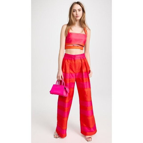 BRANDON MAXWELL Cut Out Crop Top in Orange Pop Pink Lemonade 4 New Womens Tank - Picture 14 of 16